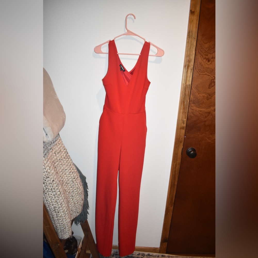 Express Red jumpsuit with open back
